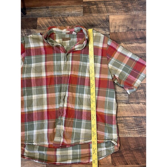 Men’s 2XLT Tall Plaid Button Down Shirt Short Sleeve Olive Red Casual 2XL Tall - Picture 4 of 5